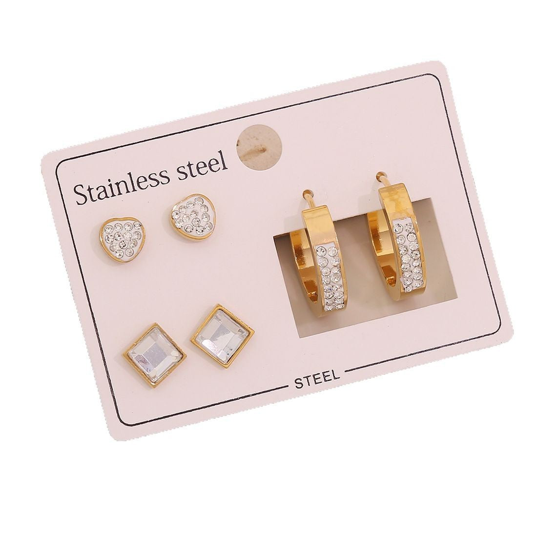 Fashionable Heart and Star Shaped Stainless Steel Earrings with Plating Finish for Women