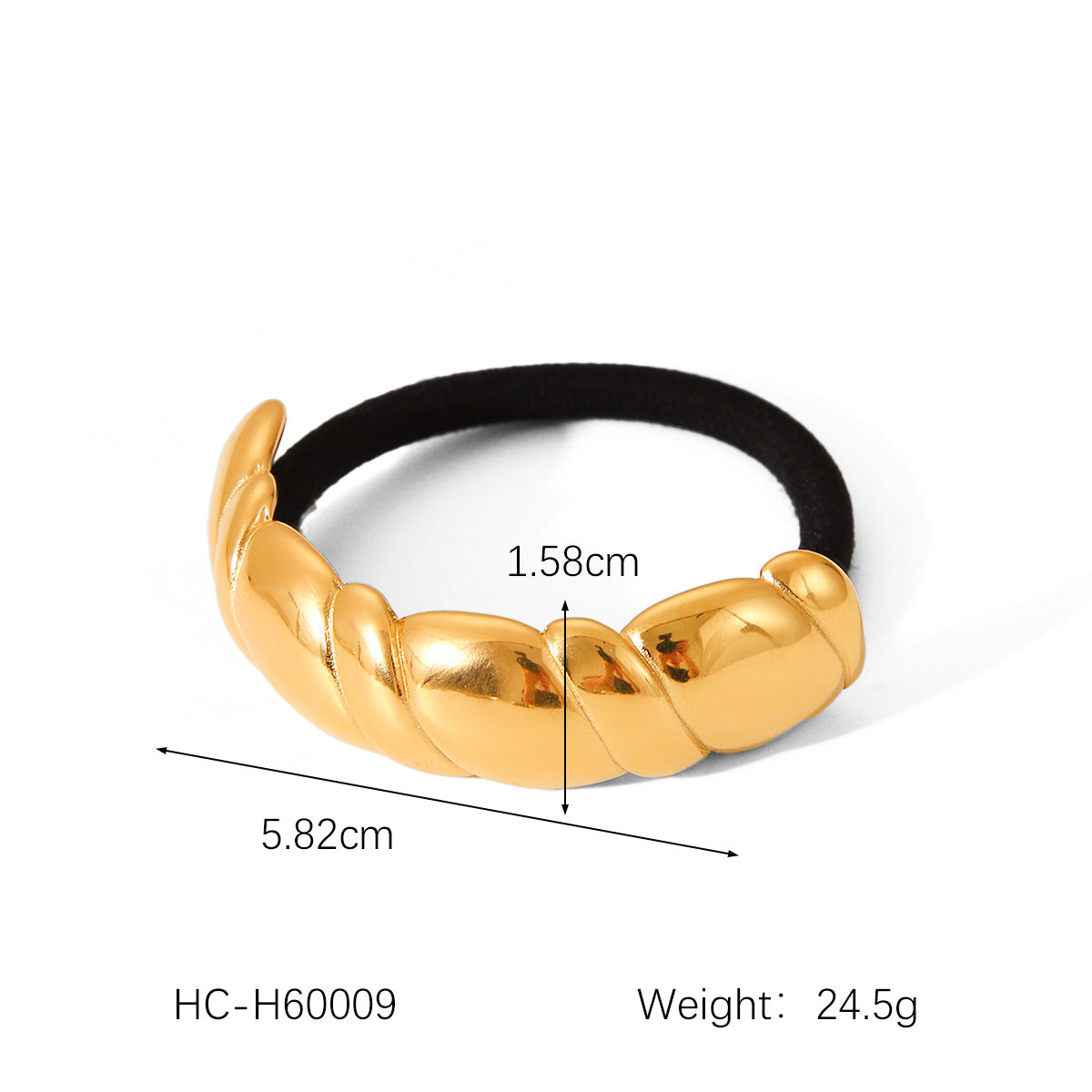 Ins Style Braided Texture High Elasticity Stainless Steel Ponytail Hair Ring for Women with Polished Finish