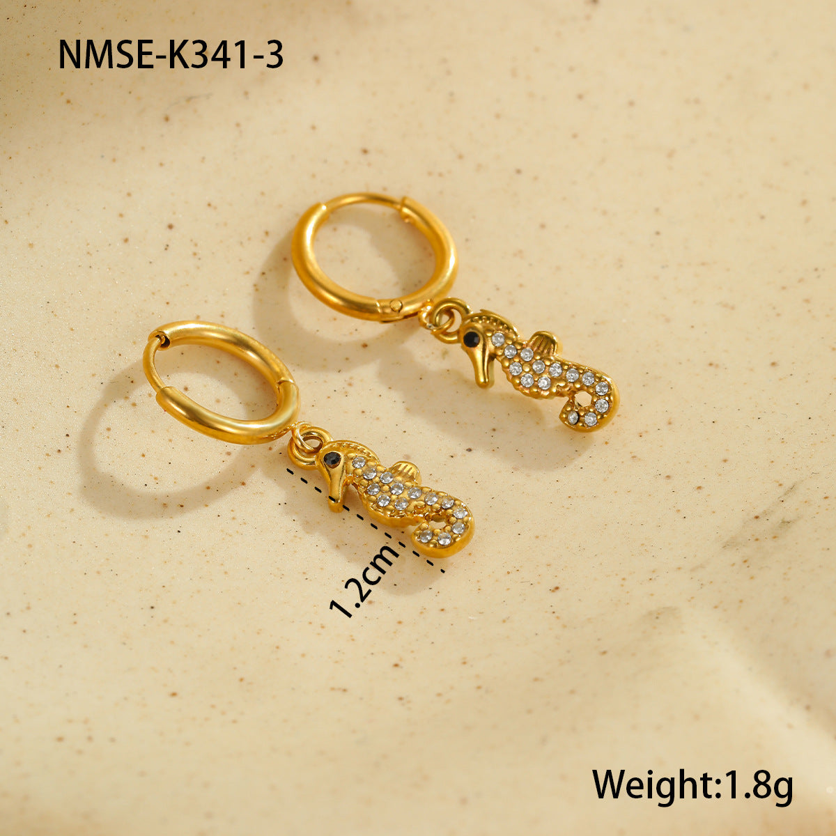 Pendientes de Acero Inoxidable con Forma de Estrella de Mar y Concha con Incrustaciones de Diamantes de Imitación para Mujer