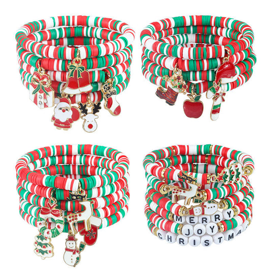 Christmas Letter Alloy Charm Bar Bracelet Unisex DIY Handmade