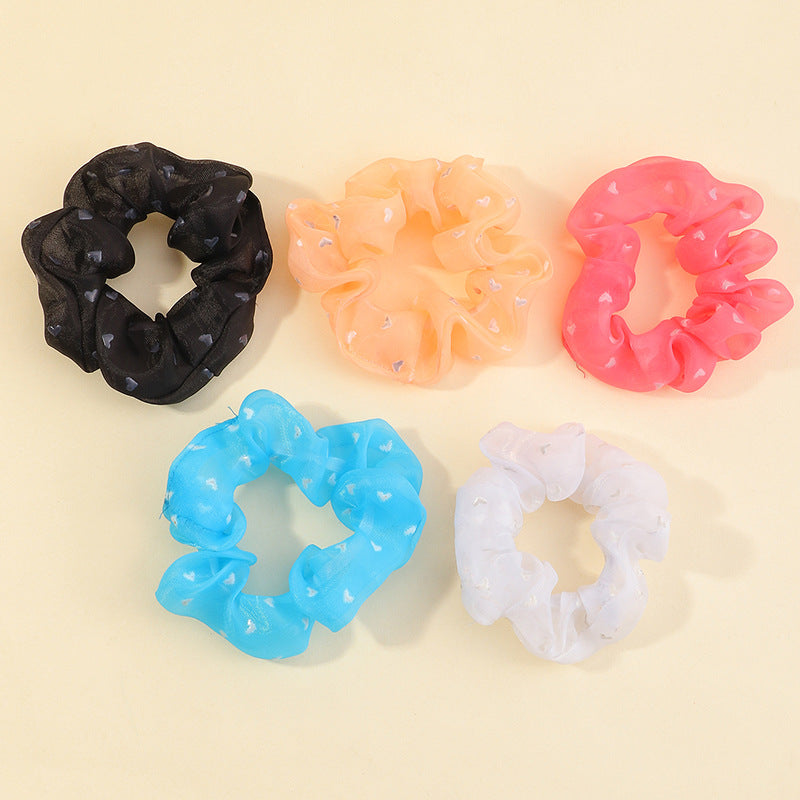 Elastico per Capelli in Pizzo Geometrico Fatto a Mano per Bambini con Stampa a Cuori e Motivo a Farfalla in Tinta Unita