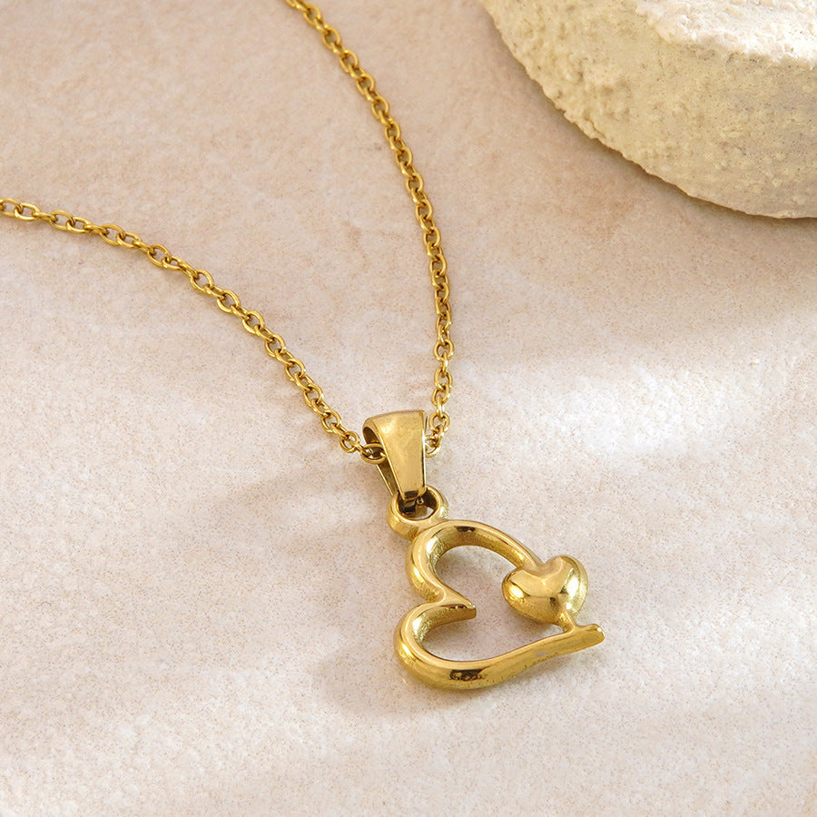 Luxury Business Heart Plated Stainless Steel Necklace for Women