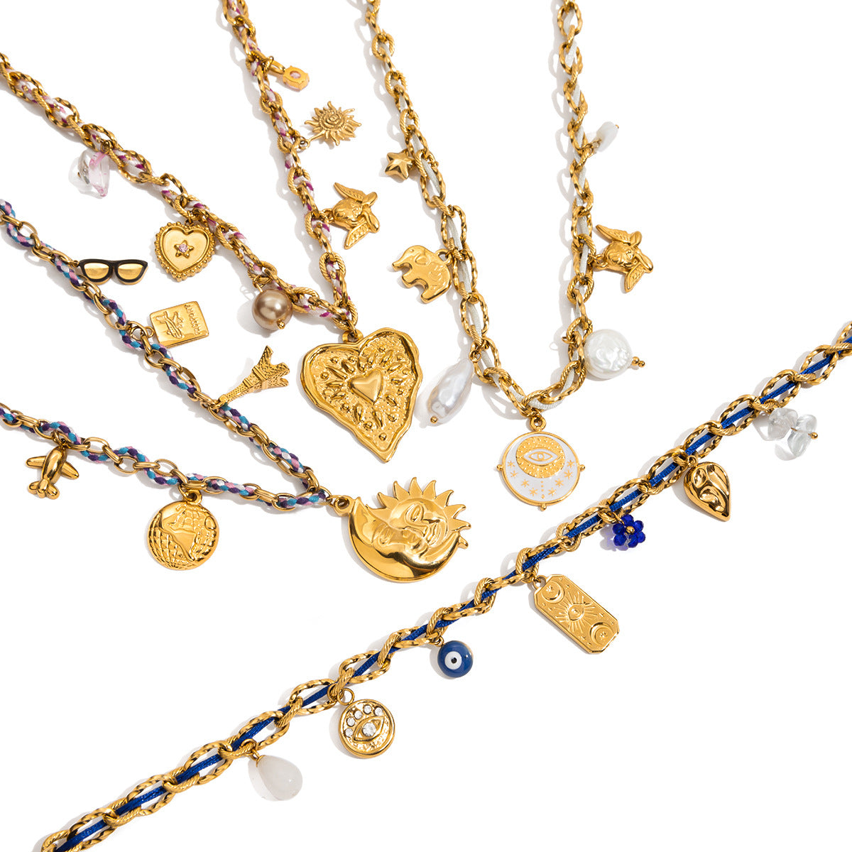 Collana Minimalista Geometrica da Donna in Acciaio al Titanio Placcato con Catena Regolabile e Finitura di Lusso
