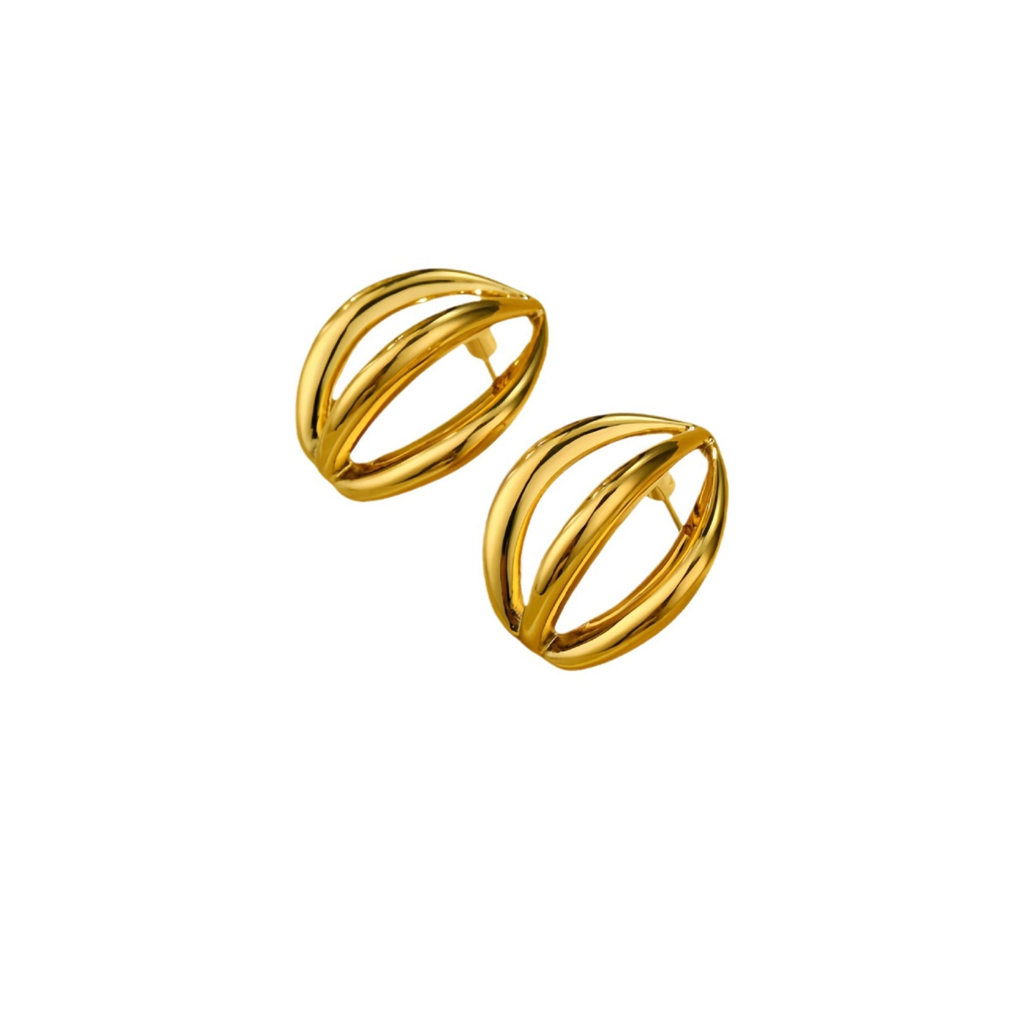Vintage-Style Irregular Hollow-Out Titanium Steel Earrings for Women with 18K Gold Plating
