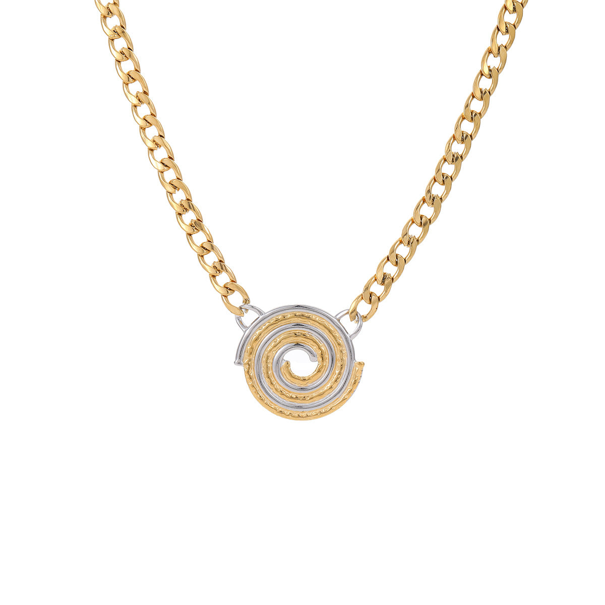Fashion Minimalist Geometric Stainless Steel Pendant Necklace for Women with Gold and Silver Plating