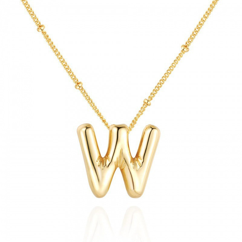 Gold Plated Brass Letter Pendant Necklace for Women