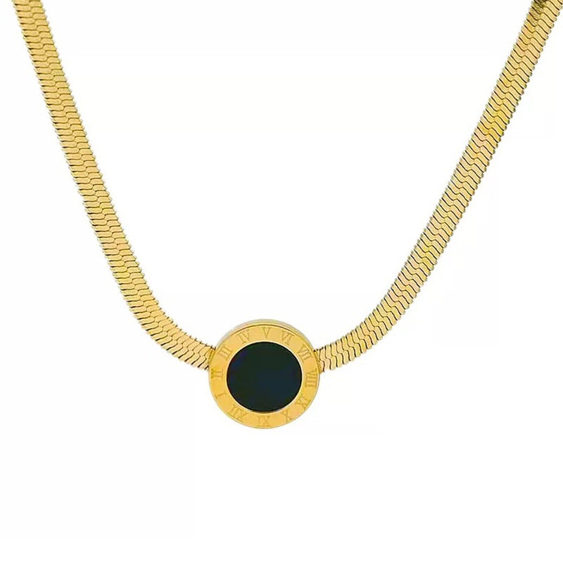 Minimalist Titanium Steel Round Geometric Collar Necklace Unisex Plated Pendant