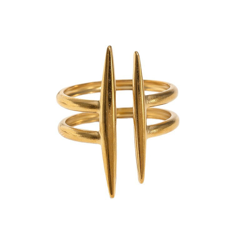 Minimalist Geometric Line Plated Stainless Steel Open Ring for Women