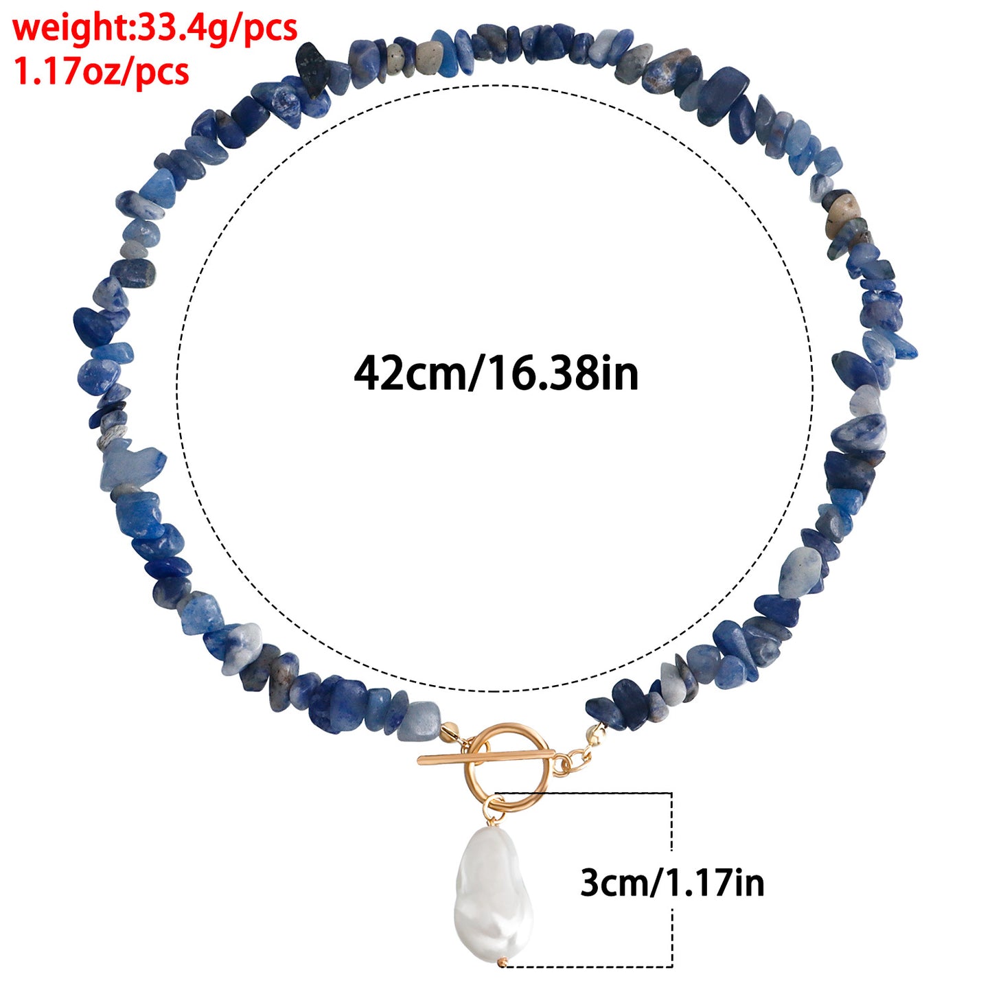 Collar geométrico minimalista de aleación con colgante de turquesa y detalles de perlas para mujer