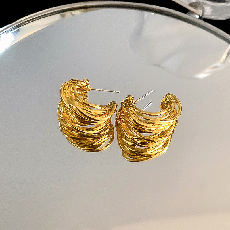 Vintage Floral Round Geometric Dangle Earrings with Silver-Plated Iron Base and 925 Sterling Silver Posts for Women
