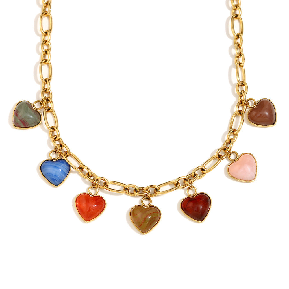Collana con Ciondolo a Cuore Irregolare in Stile Francese Vintage in Acciaio Inossidabile con Placcatura in Oro 18K da Donna