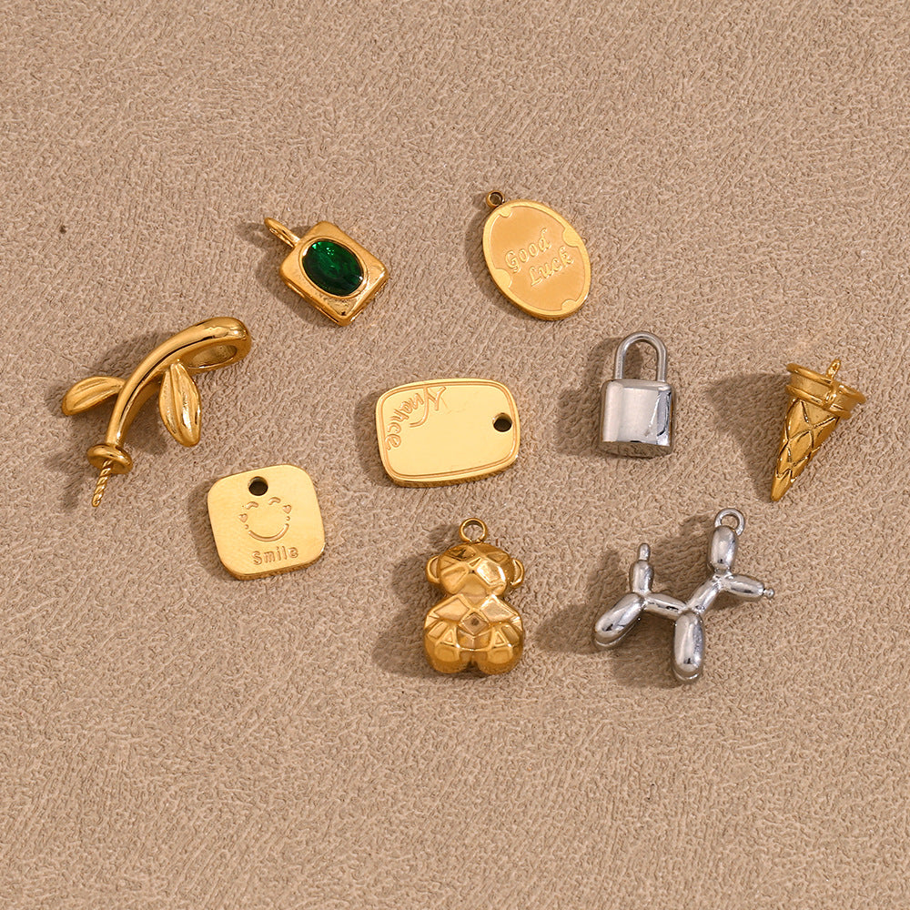 Colgante de Oso Geométrico Minimalista de Acero Inoxidable con Baño de Oro de 18K para Fabricación de Joyas DIY