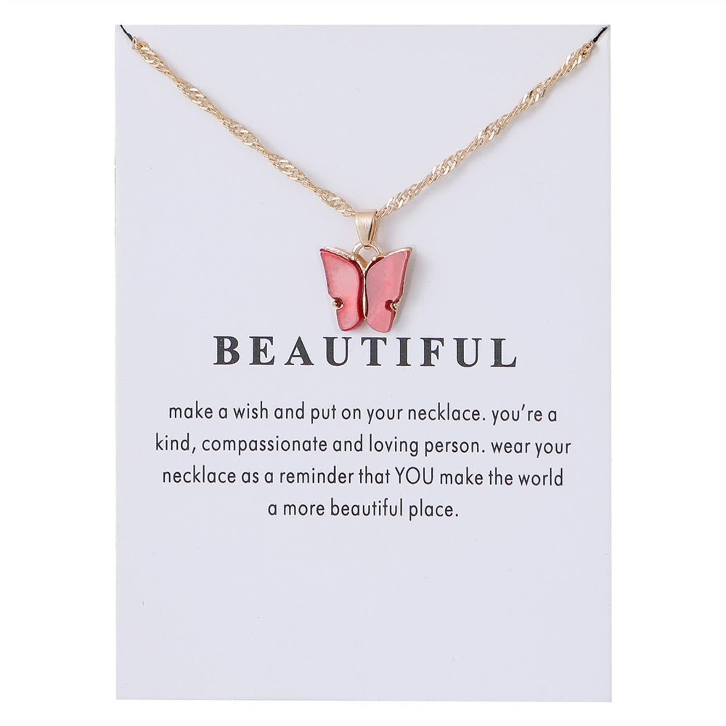 Sweet Minimalist Butterfly Acrylic Pendant Necklace for Women