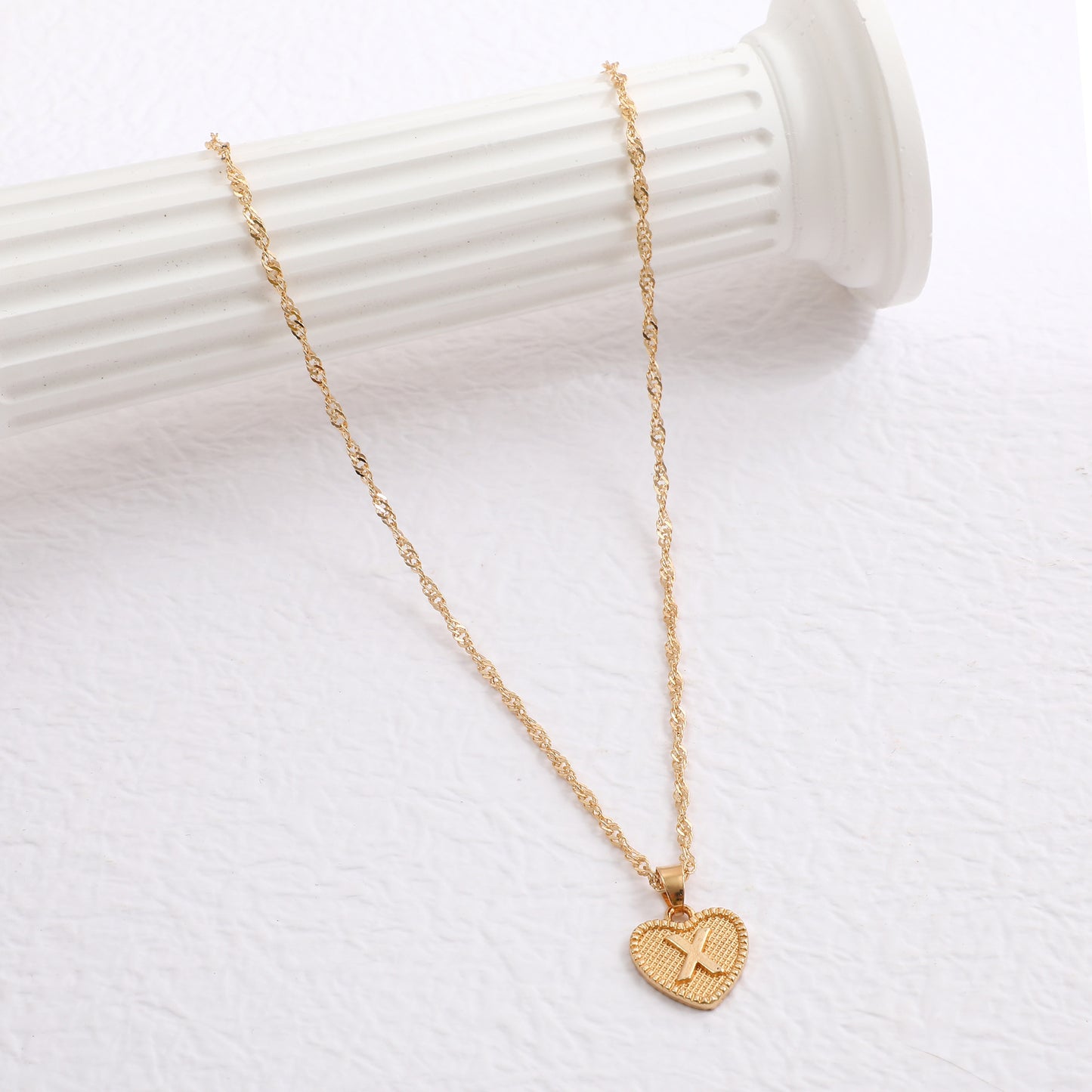 Minimalist Heart Letter Zinc Alloy Plated Necklace Singapore Chain Women