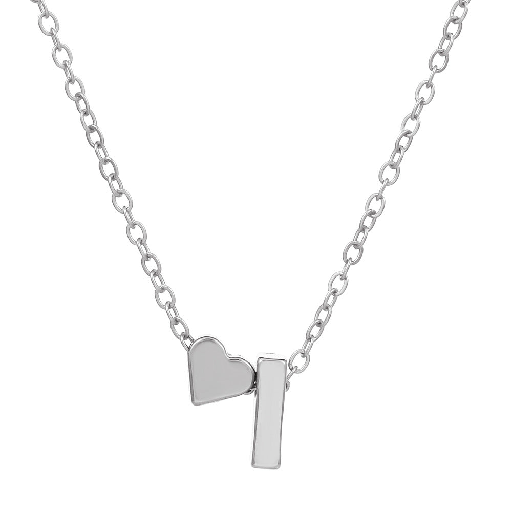 Sweet Heart Letter Alloy Plated Necklace Singapore Chain for Women