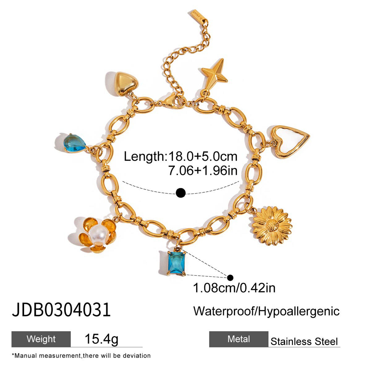 Elegante Pulsera Floral Geométrica de Acero Inoxidable para Mujer con Acabado Chapado Joyería de Lujo