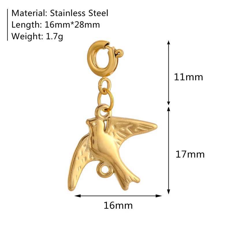 Vintage 18K Gold Plated Stainless Steel Butterfly Pendant Charm Bar PVD