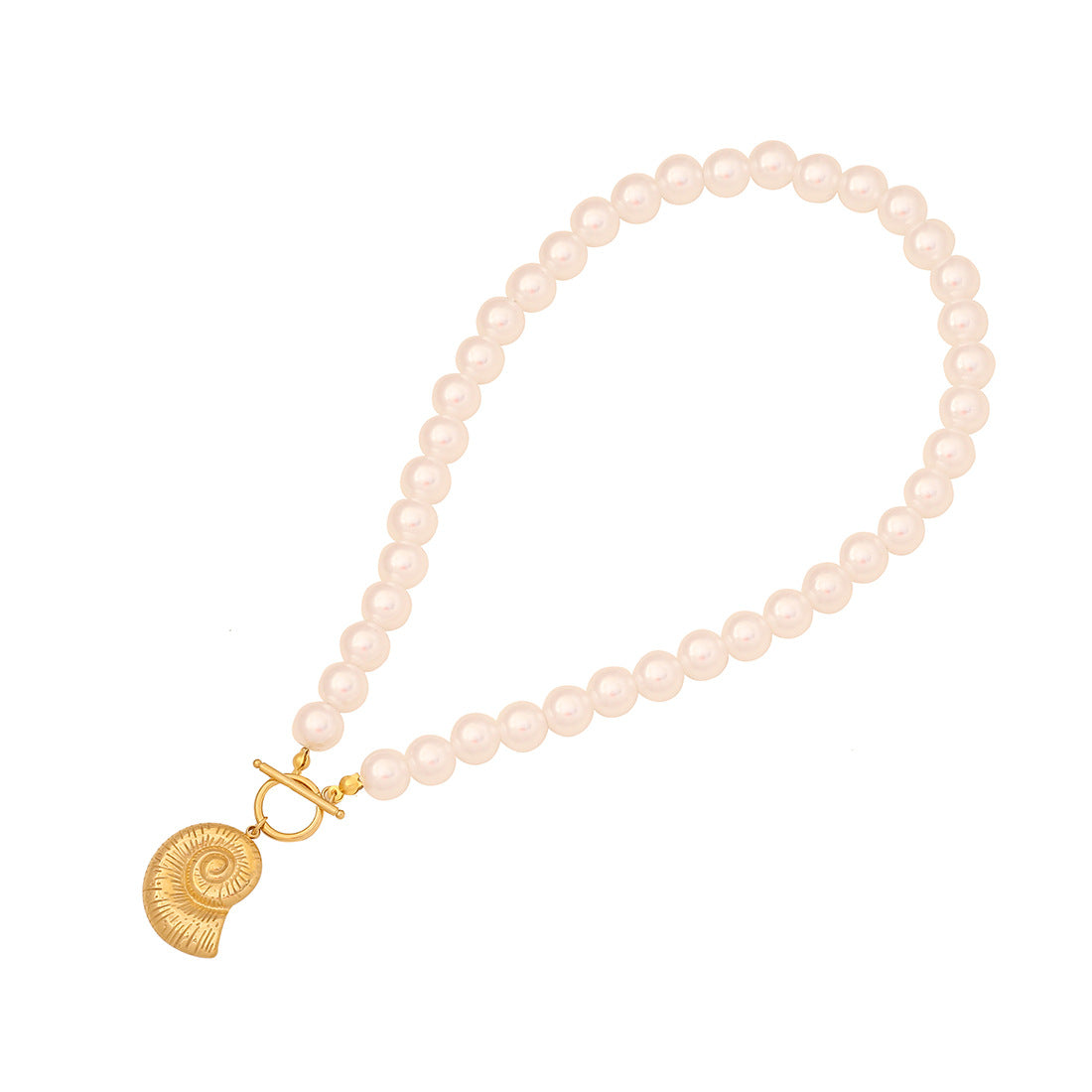 Fashionable Ocean-Themed Starfish and Scallop Pendant Necklace in Stainless Steel for Women with Delicate Pearl-Like Finish