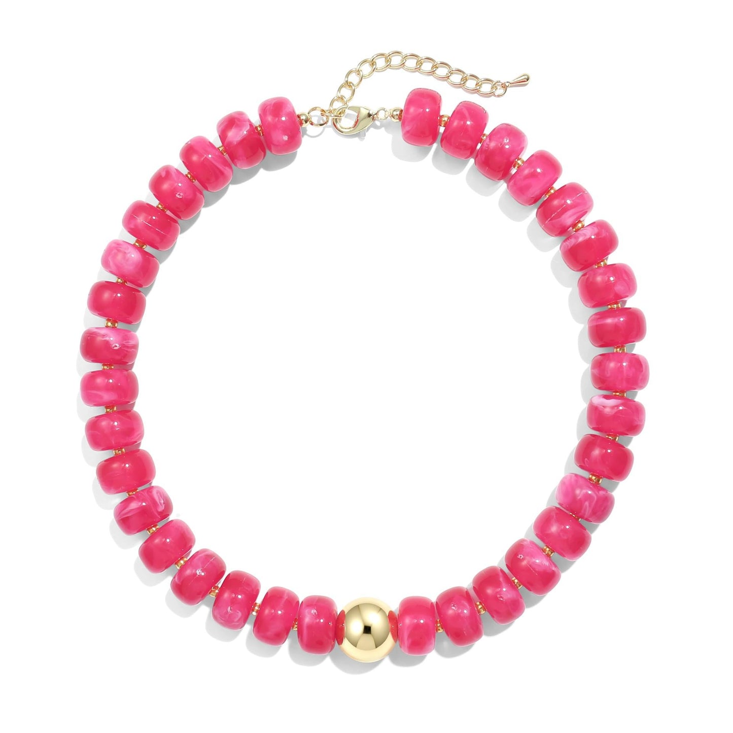 Casual Geometric Round Resin Acrylic Beaded Necklace for Women