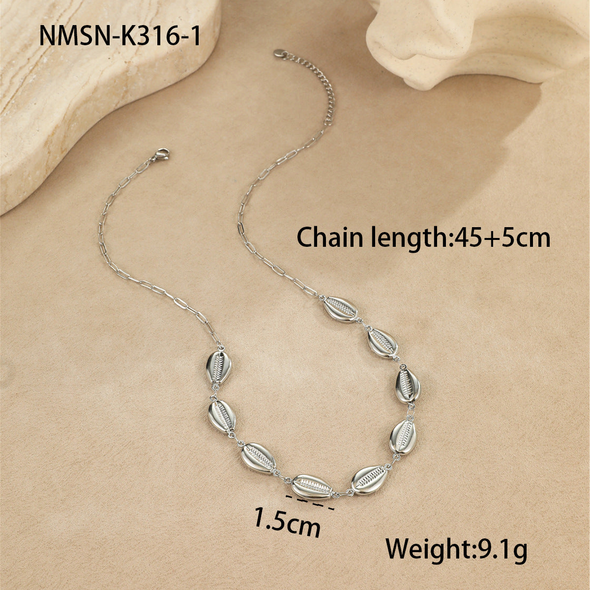 Collar con colgante de estrella de mar y concha marina minimalista de moda en acero inoxidable con acabado chapado para mujer