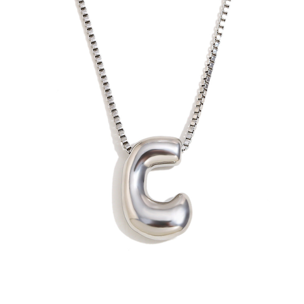 Minimalist Fashion Letter Necklace for Women Stainless Steel Pendant with 18K Gold Plating