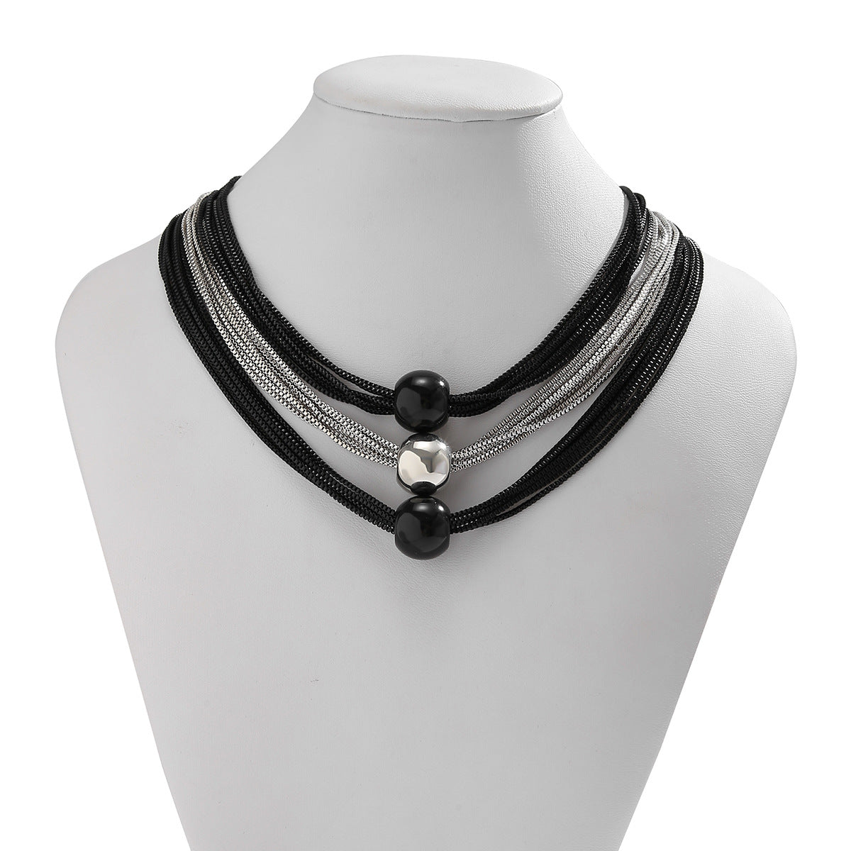 Collana con ciondolo a sfera geometrica minimalista in metallo da donna con finitura placcata e catena a maglie