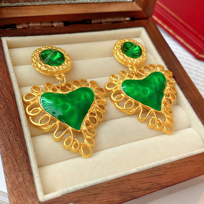 Pendientes Geométricos Vintage con Acentos de Perlas y Base de Cobre Chapado en Oro para Mujer