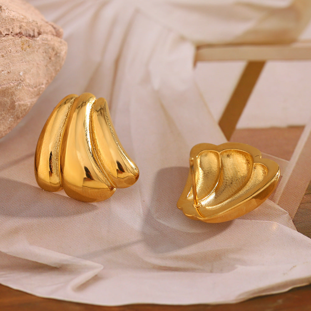 Orecchini da donna in acciaio inossidabile placcato oro 18 carati a forma di zucca, stile minimalista vintage