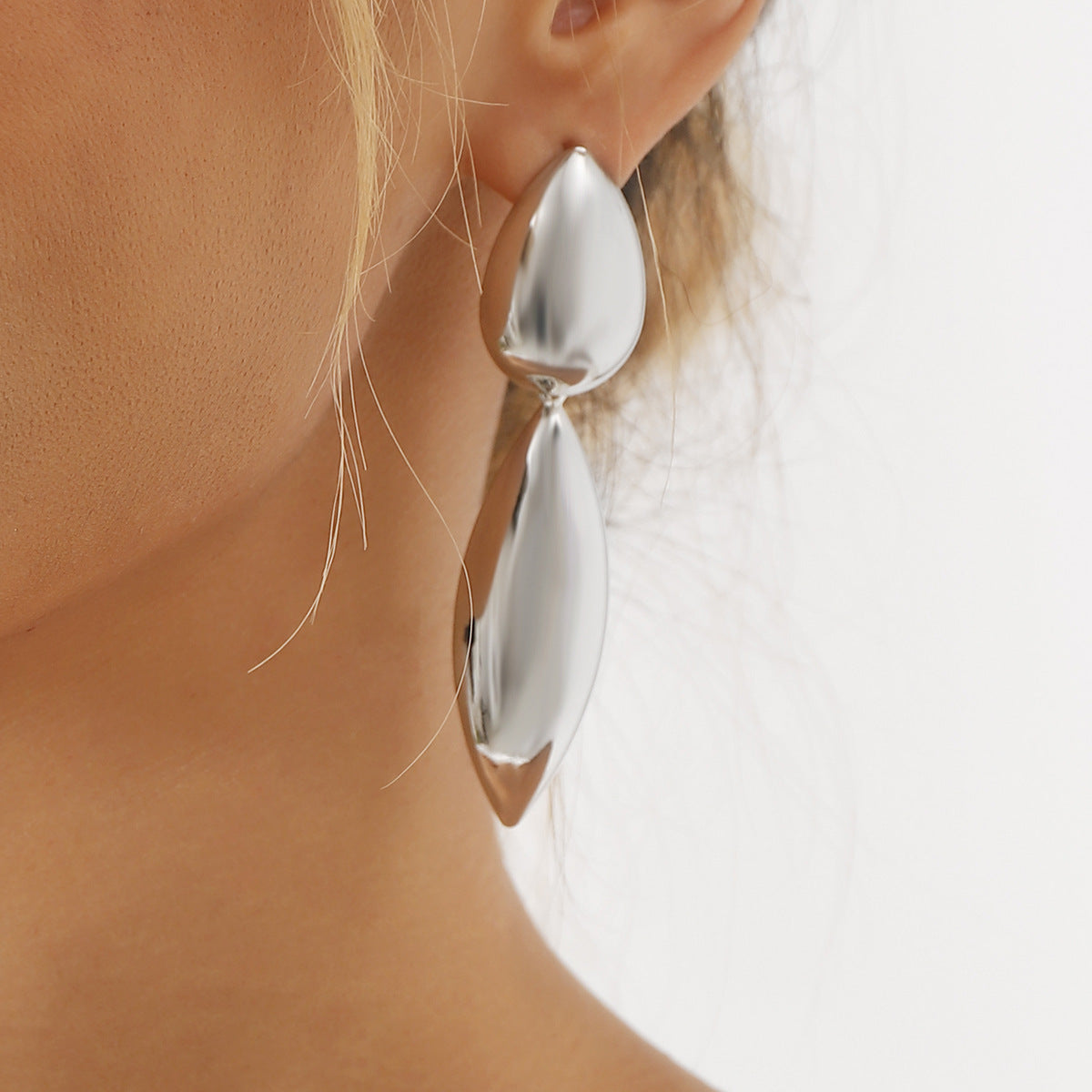 Pendientes Geométricos con Forma de Gota en Hierro Galvanizado para Mujer, Joyería de Moda Minimalista y Versátil