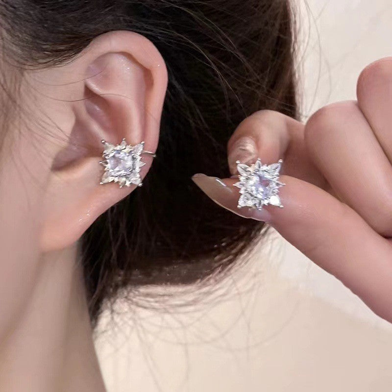 Sparkling Zircon Butterfly Ear Cuffs for Women Minimalist Elegant Ear Bone Clips with Simulated Pearl Accents