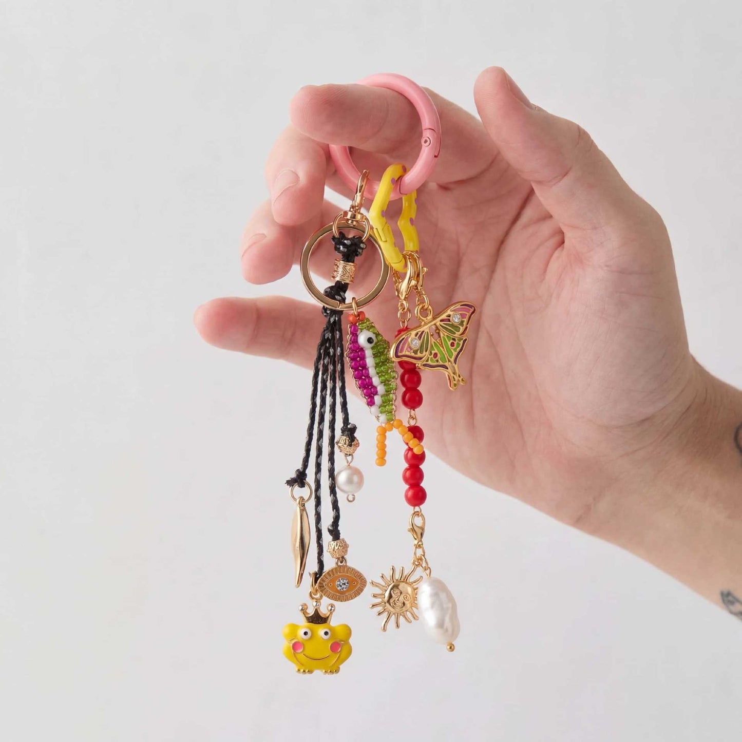 Sweet Colorful Acrylic Food Shape Bag Chain Charm Keychain with Fruit Pattern