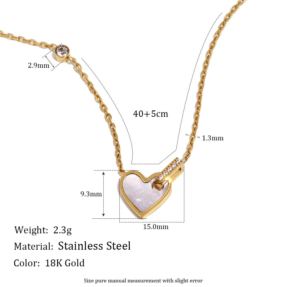 Sweet Elegant Heart Butterfly Stainless Steel Gold Plated Necklace for Women