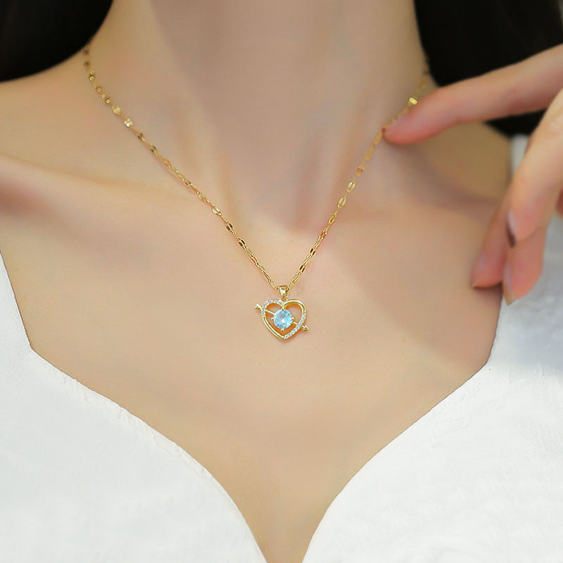 Collana pendente geometrica dolce e fresca in acciaio inossidabile con catena a collare