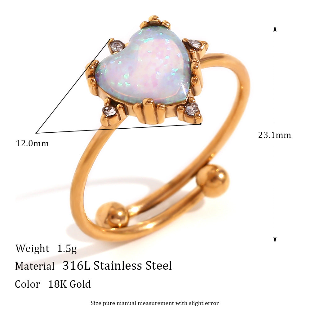 Fashionable Office Style Geometric Stainless Steel Ring with 18K Gold Plating Adjustable Open Band for Women
