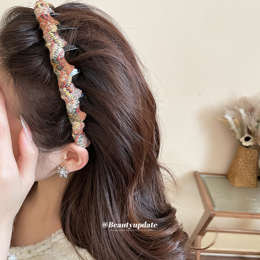 Diadema Ondulada Retro de Acrílico para Mujer con Forma Ovalada y Diseño Geométrico, Accesorio para el Cabello Hecho a Mano y a la Moda