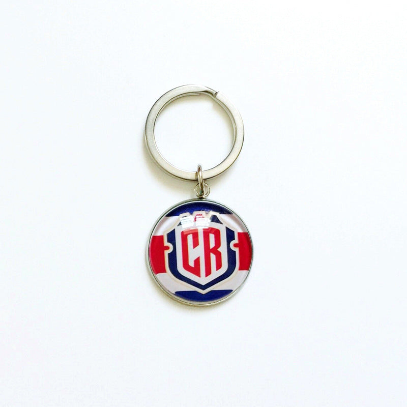 Sporty Round Stainless Steel Keychain National Football Team Souvenir Gift