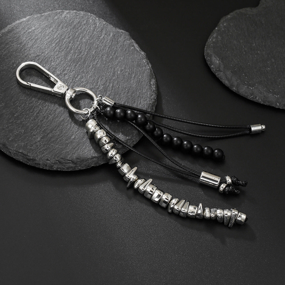 Streetwear Geometric Hematite Beaded Key Chain Zinc Alloy Men's Bag Charm