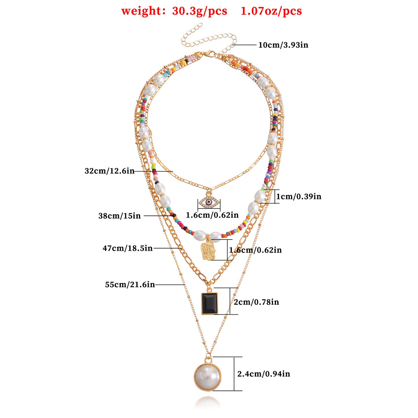 Sweet and Edgy Multi-Layer Evil Eye Pendant Necklace for Women with Alloy Pendant and Plated Finish