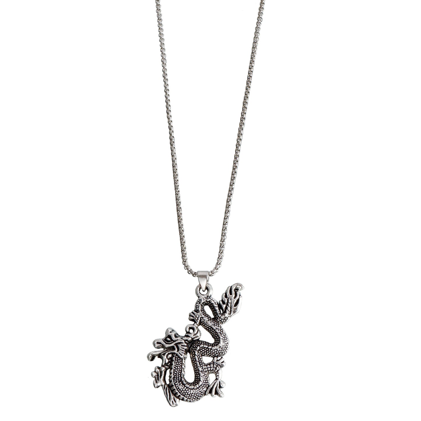 Minimalist Dragon Cross Pendant Necklace for Women in Plated Metal with Geometric Design Locket Chain