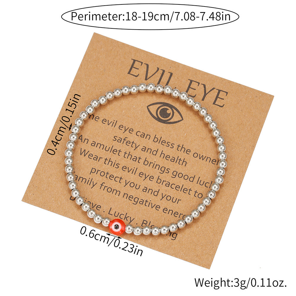 Handmade Round Acrylic Evil Eye Beaded Bracelet Unisex Friendship Jewelry