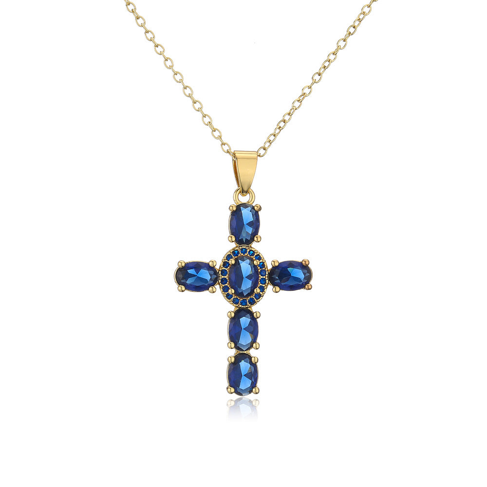 Minimalist Geometric Cross Pendant Necklace for Women with Copper Base and 18K Gold Plating