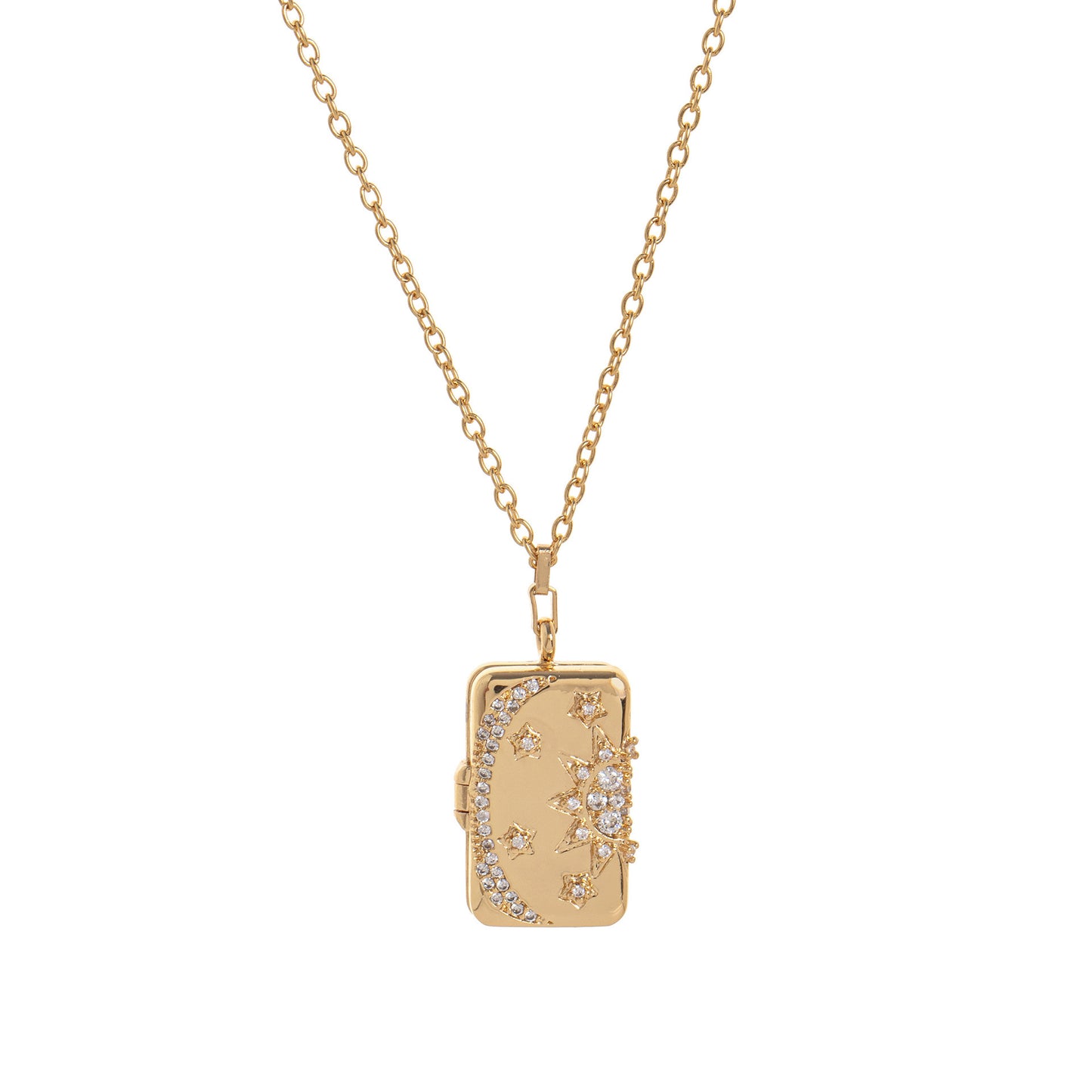 Natural Minimalist Heart and Floral Album Pendant Necklace with 18K Gold Plated Copper, Square Snap-Open Locket on Twisted Chain