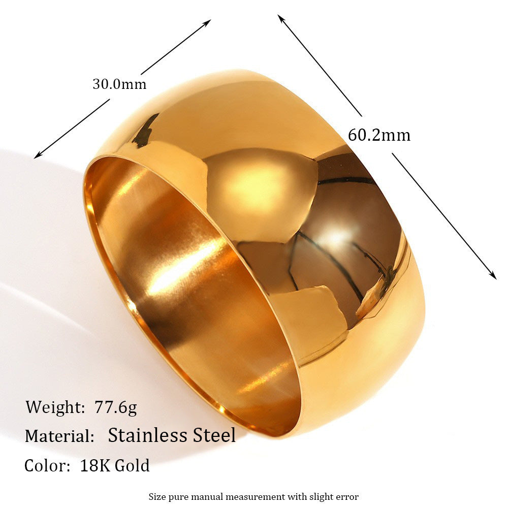 Minimalist Luxury 18K Gold Plated Stainless Steel Geometric Round Bangle Bracelet