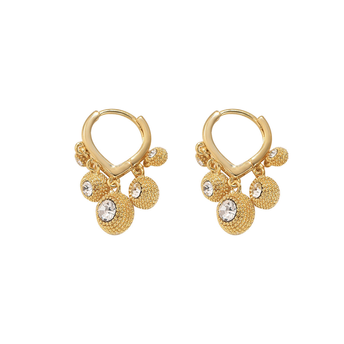 Orecchini da donna in rame con strass a forma geometrica, stile pendolare, alla moda