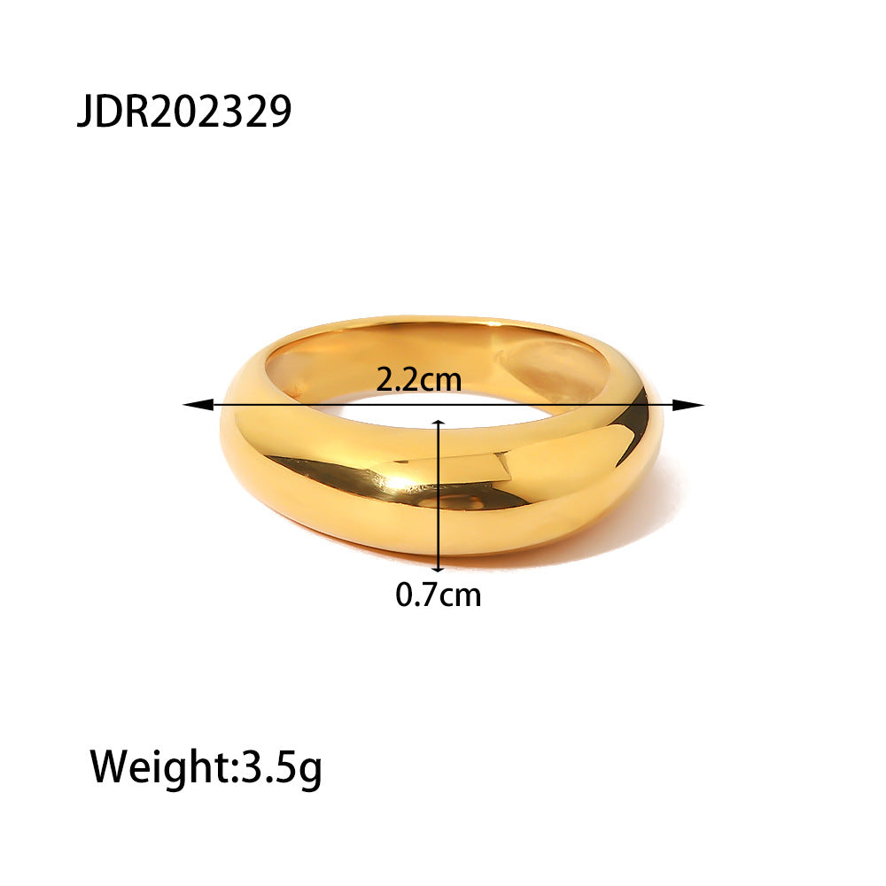 Minimalist Stainless Steel Plated Ring and Bracelet Set with Round Heart Teardrop Charms for Women