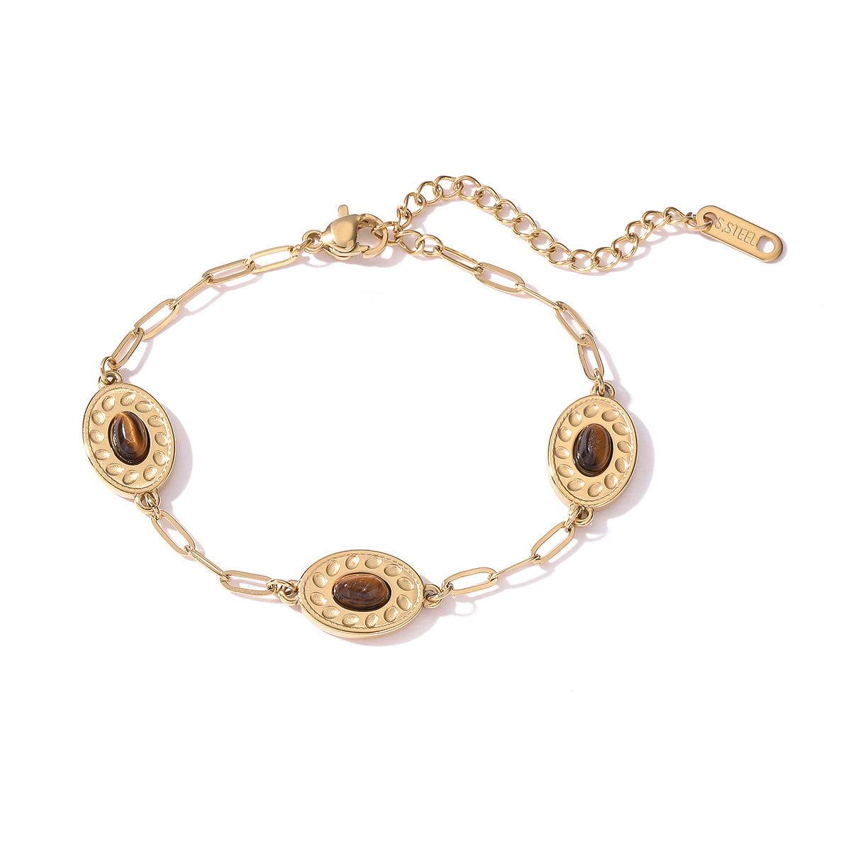 Bracciale da donna in acciaio inossidabile con design geometrico vintage, placcato oro 18K, irregolare, alla moda e versatile