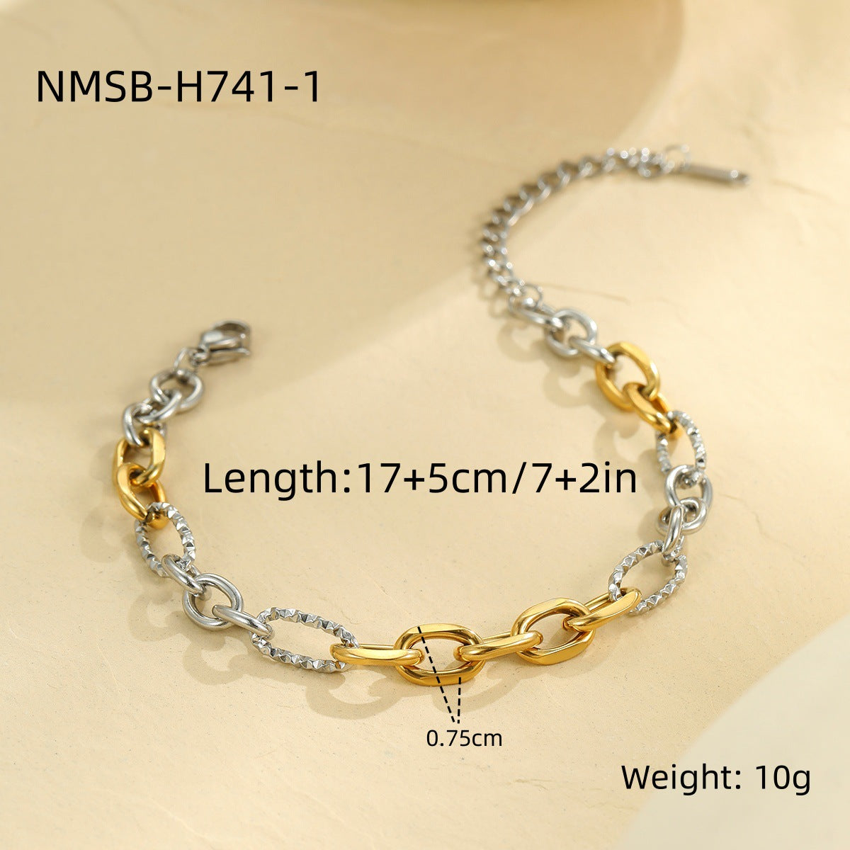 Vintage-Inspired Geometric Stainless Steel Plated Bracelet for Women with Contrasting Color Design