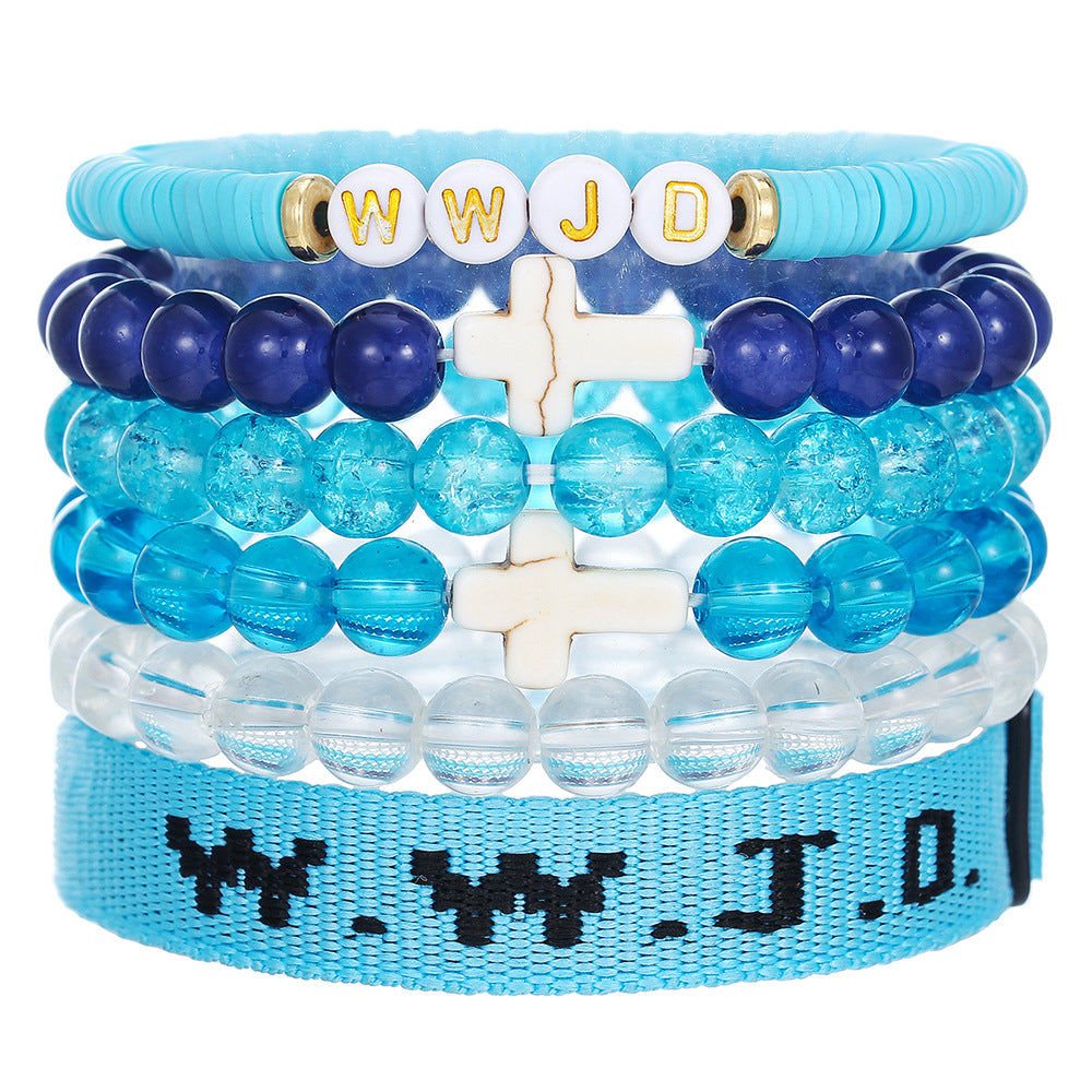 Unisex Geometric Cross Round Resin Bracelet