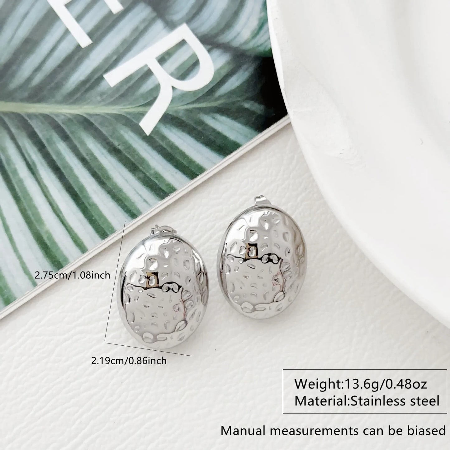 Luxury Geometric Oval Stainless Steel Stud Earrings for Women