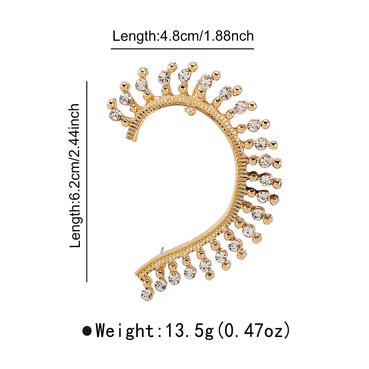 Orecchini da donna minimalisti geometrici a C in lega con intarsio di strass